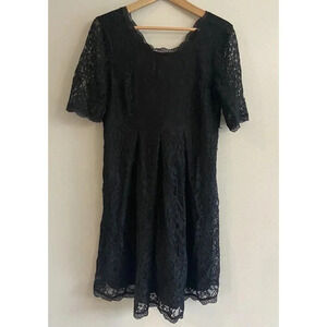 NWT Motherhood Maternity Dress Black Lace Fit Flare Medium M New